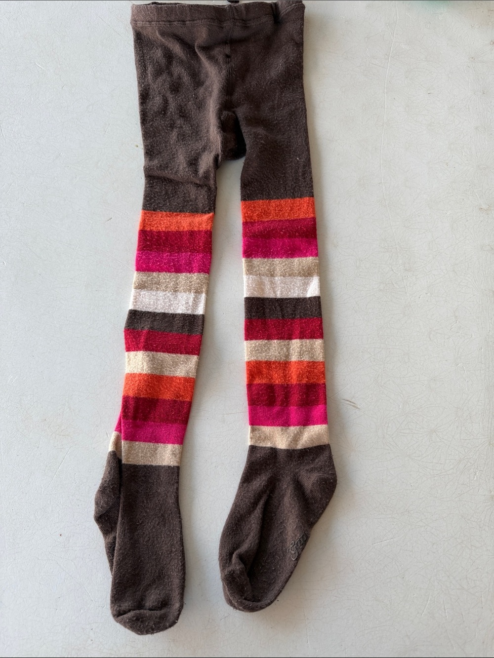 BabyGAP Brown Tights with Pink, Red, Orange and Cream Stripes